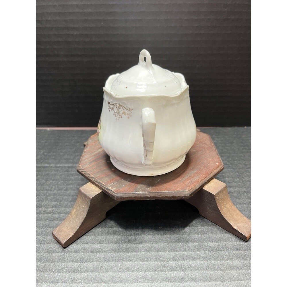 Sugar Bowl Lid Porcelain Vtg Old Women in the Shoe Cottagecore Farm Shabby Chic - Picture 3 of 14
